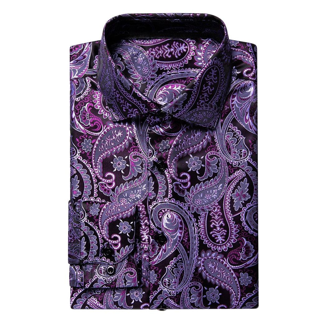 Purple Paisley Luxury Dress Shirt - GentCrest - View 3