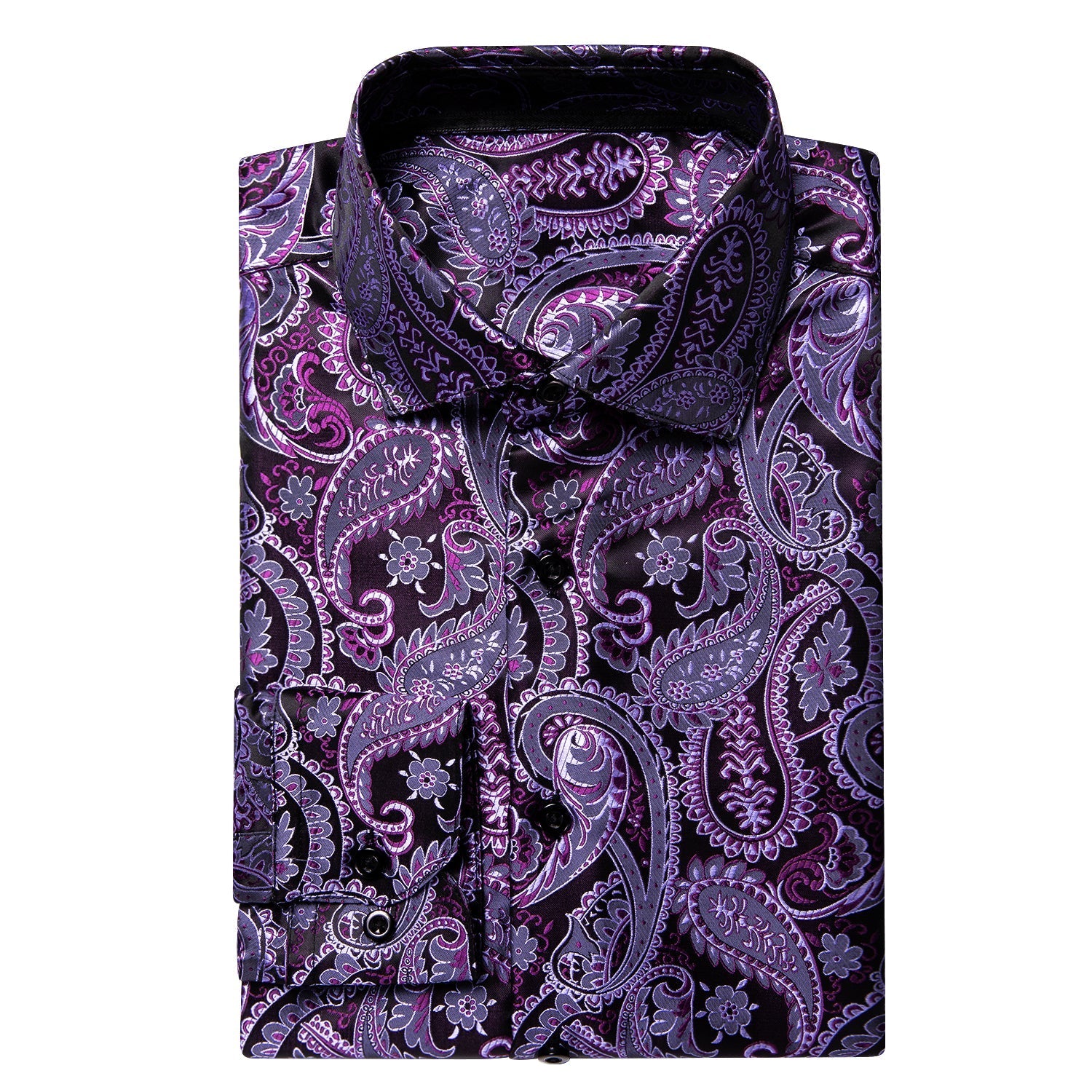Purple Paisley Luxury Dress Shirt - GentCrest - View 3