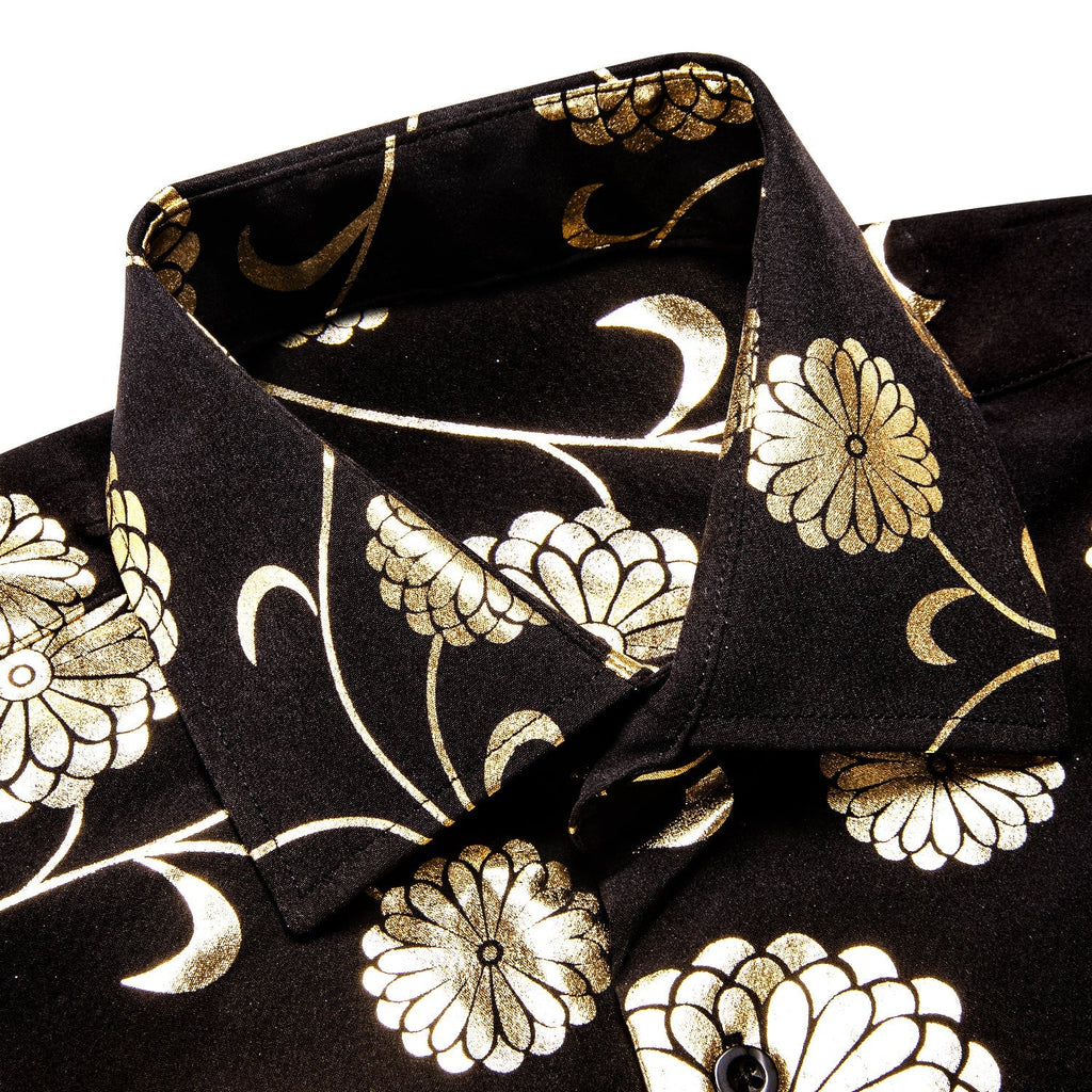 Gold and Black Floral Dress Shirt - GentCrest - View 2