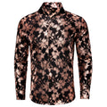 Black & Bronze Silk with Cherry Blossom Pattern Dress Shirt - GentCrest