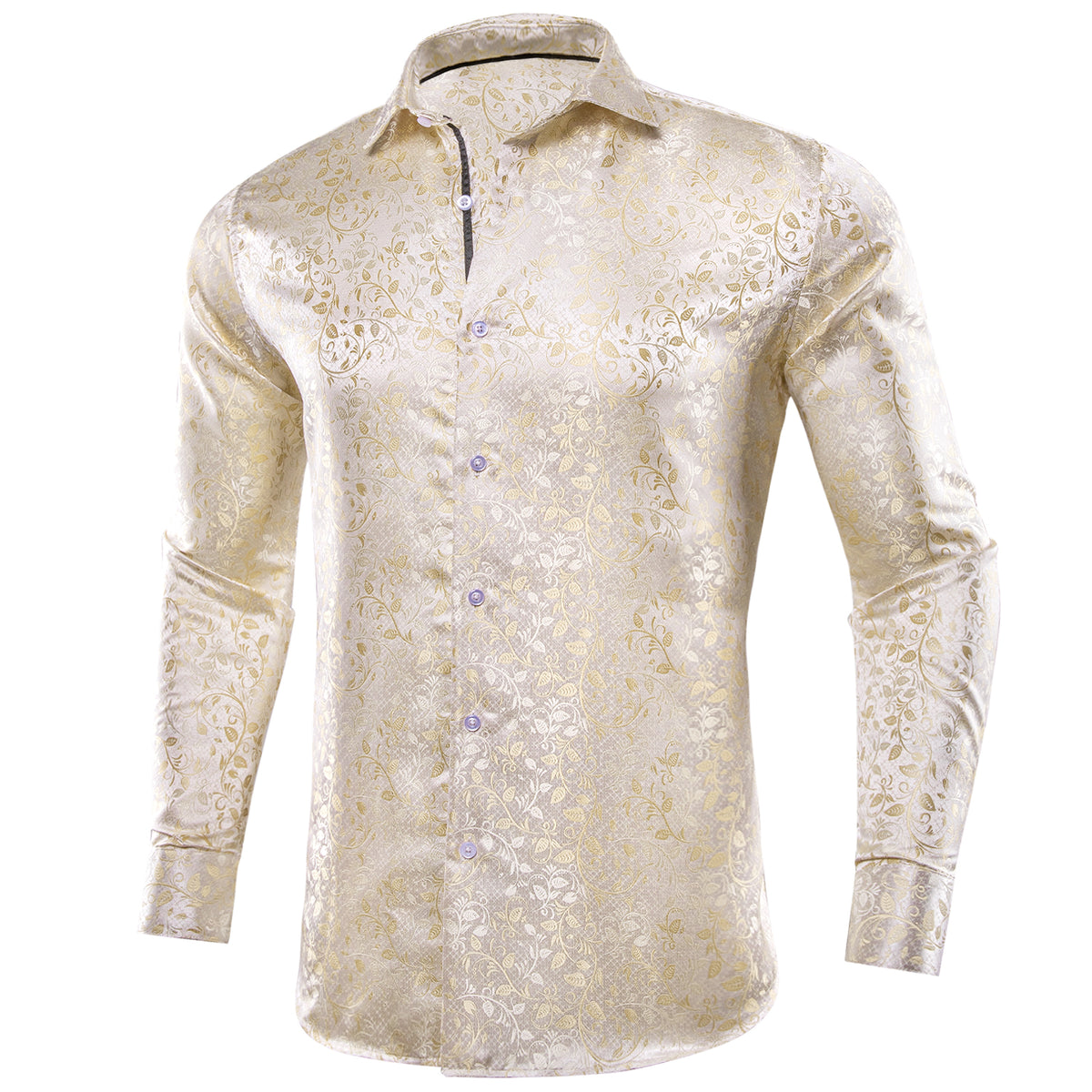 Champagne and White Floral Dress Shirt - GentCrest - View 4