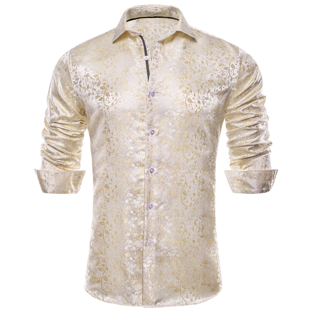 Champagne and White Floral Dress Shirt - GentCrest - View 2