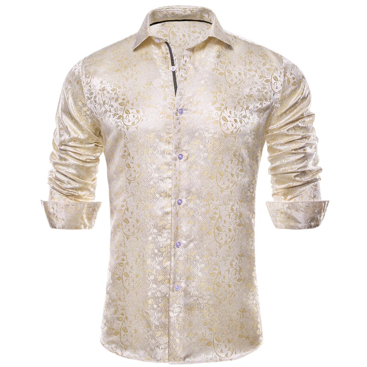 Champagne and White Floral Dress Shirt - GentCrest - View 2