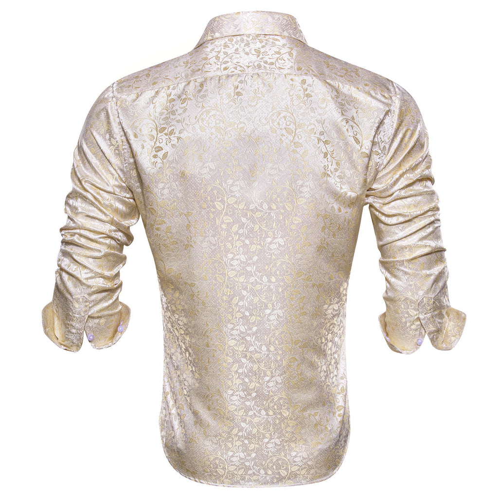 Champagne and White Floral Dress Shirt - GentCrest - View 3