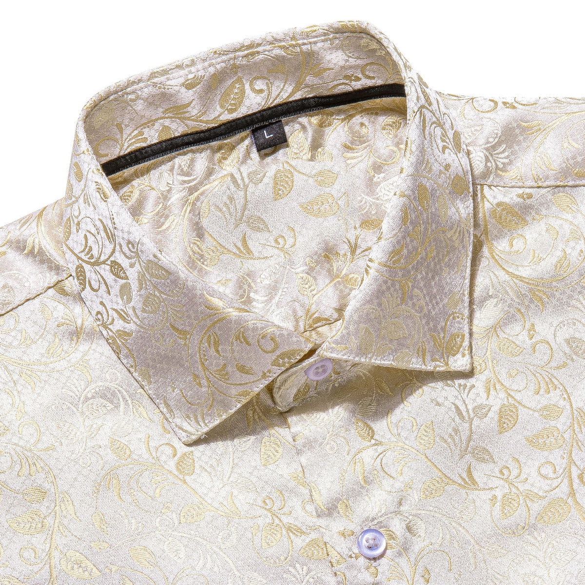Champagne and White Floral Dress Shirt - GentCrest - View 6