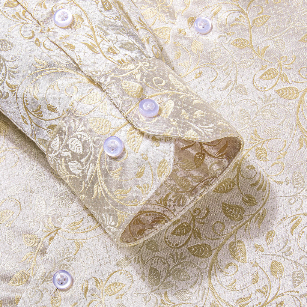 Champagne and White Floral Dress Shirt - GentCrest - View 7