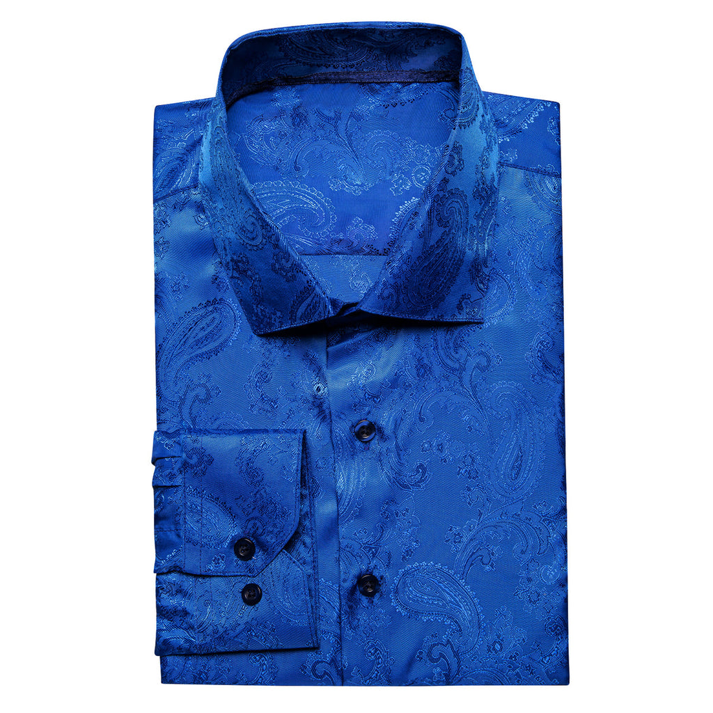 Royal Blue Paisley Dress Shirt - GentCrest - View 2
