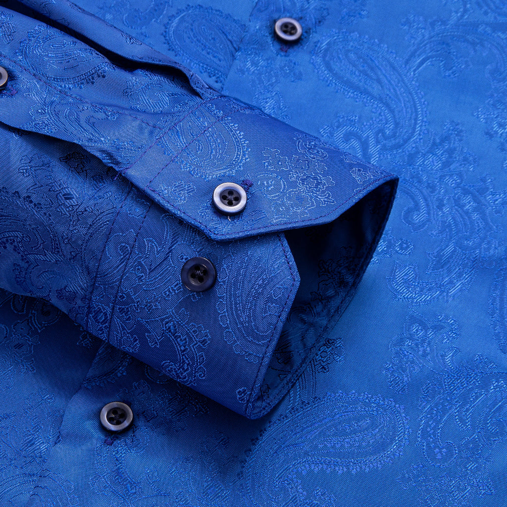 Royal Blue Paisley Dress Shirt - GentCrest - View 3