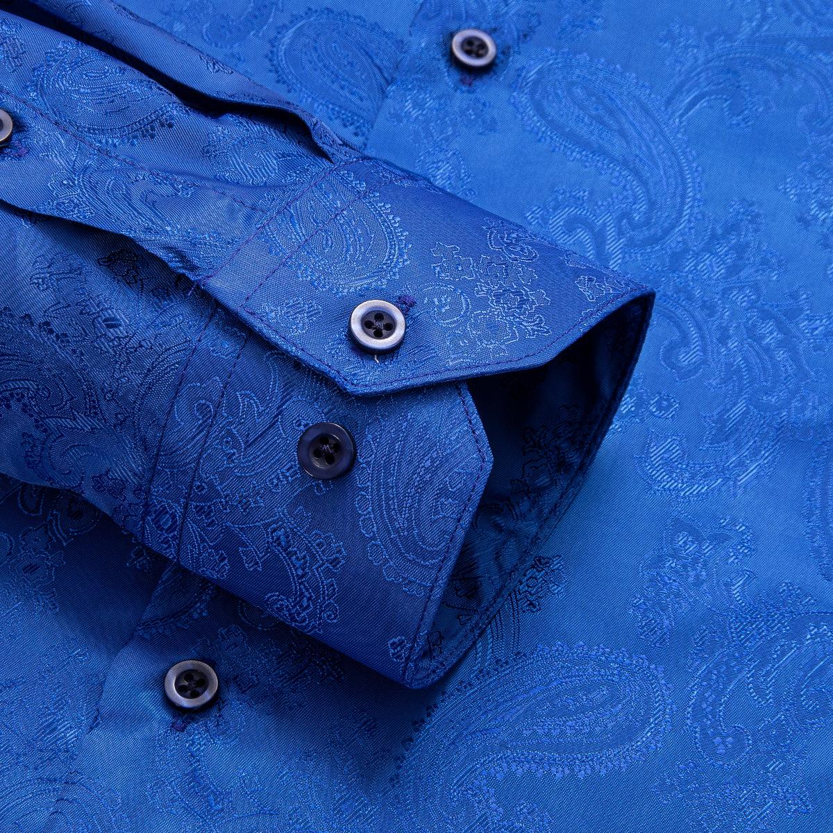 Royal Blue Paisley Dress Shirt - GentCrest - View 3
