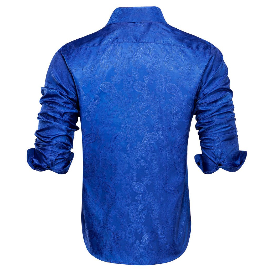 Royal Blue Paisley Dress Shirt - GentCrest - View 4