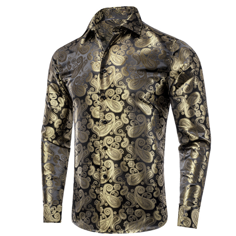 Luxury Champagne & Brown Paisley Dress Shirt - GentCrest