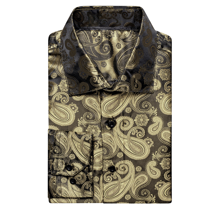 Luxury Champagne & Brown Paisley Dress Shirt - GentCrest - View 3