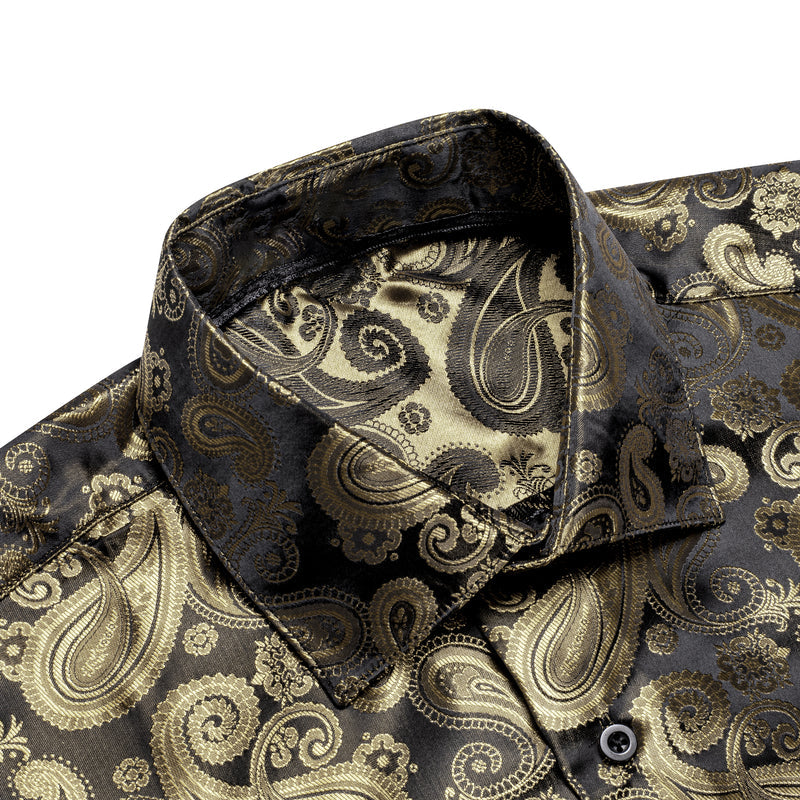 Luxury Champagne & Brown Paisley Dress Shirt - GentCrest - View 2