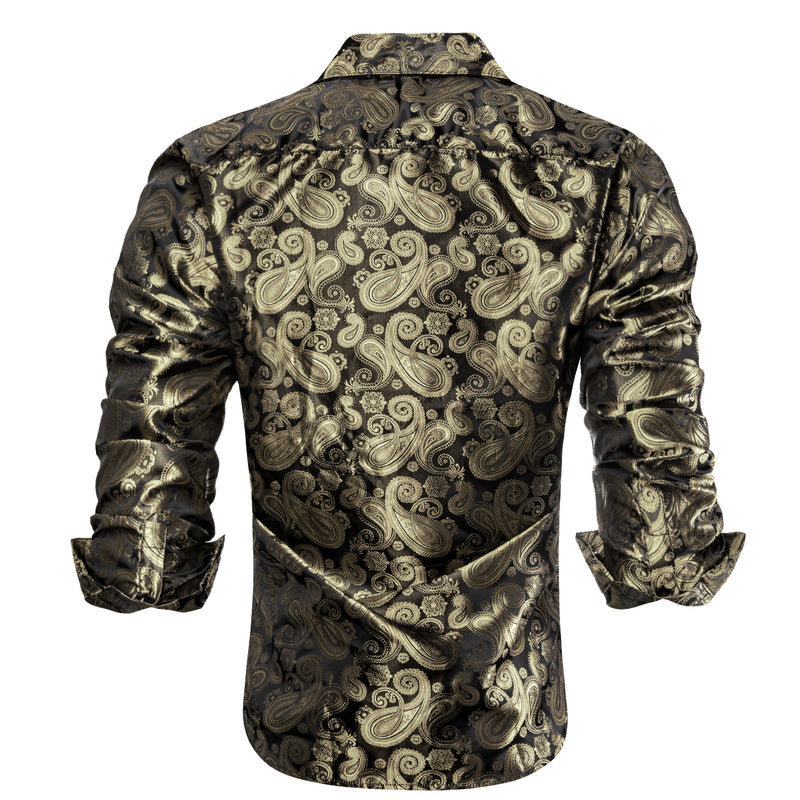 Luxury Champagne & Brown Paisley Dress Shirt - GentCrest - View 4