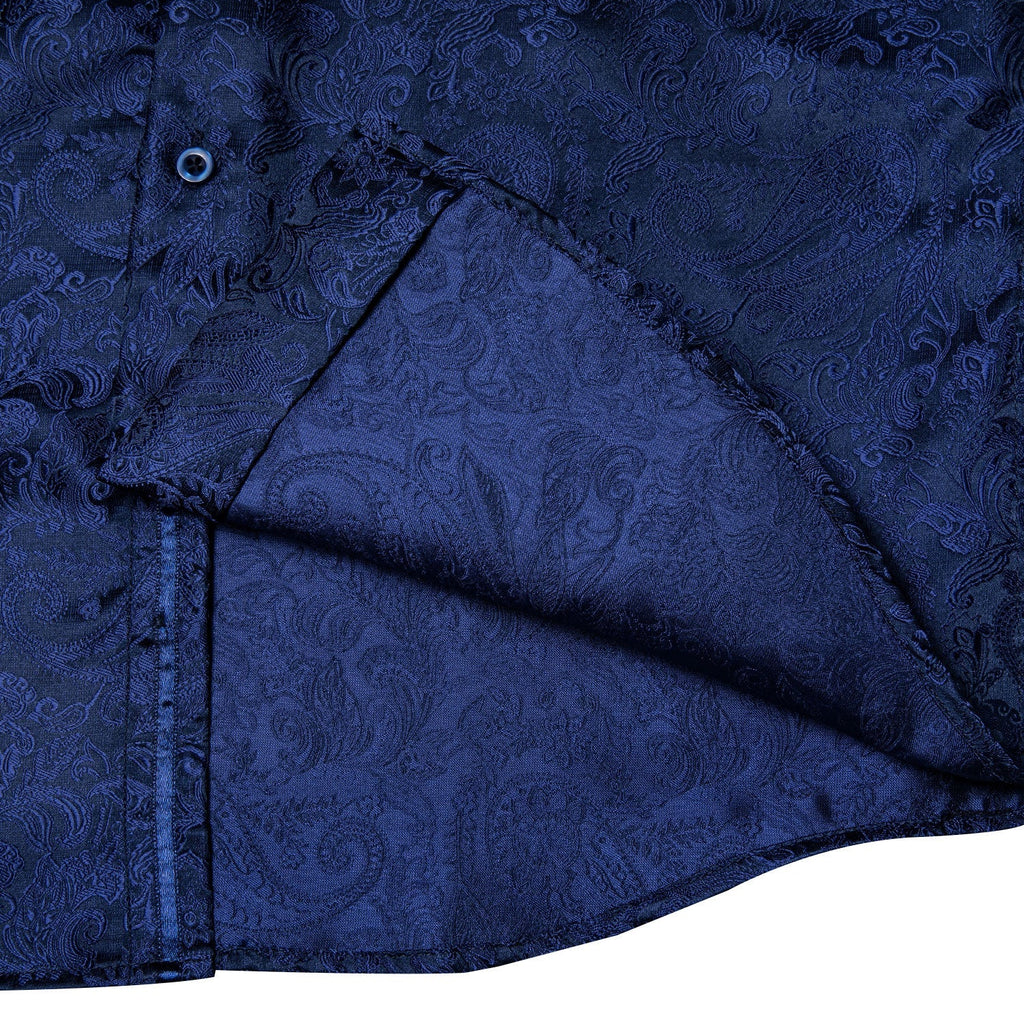 Navy Blue Paisley Dress Shirt - GentCrest - View 6