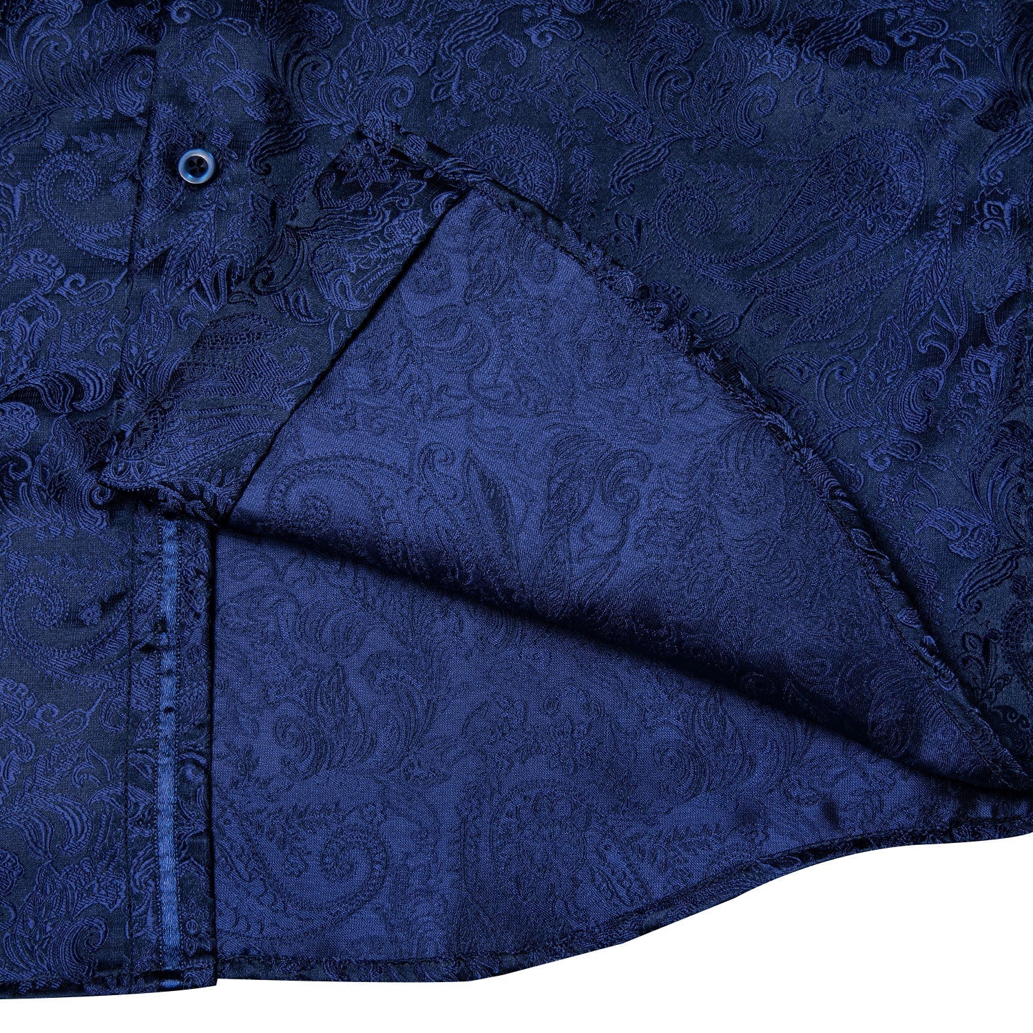Navy Blue Paisley Dress Shirt - GentCrest - View 6