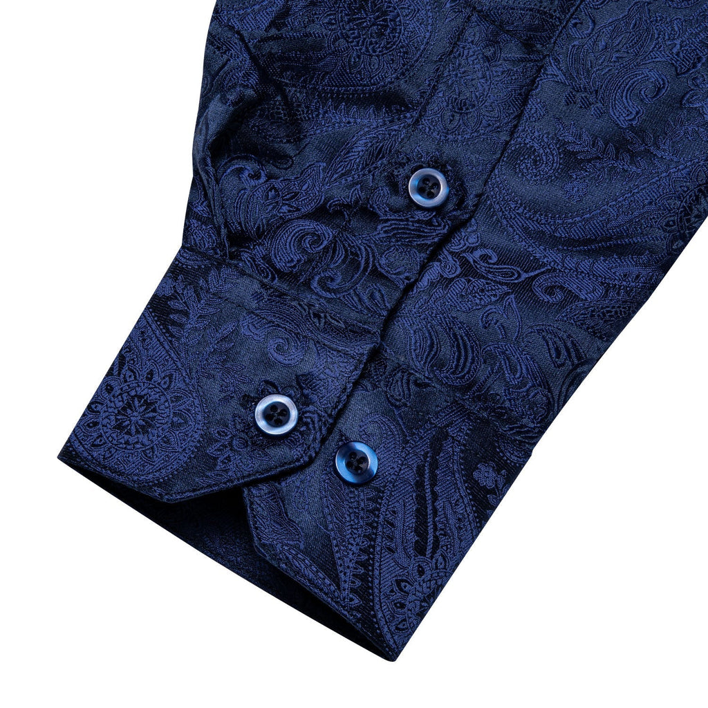 Navy Blue Paisley Dress Shirt - GentCrest - View 3