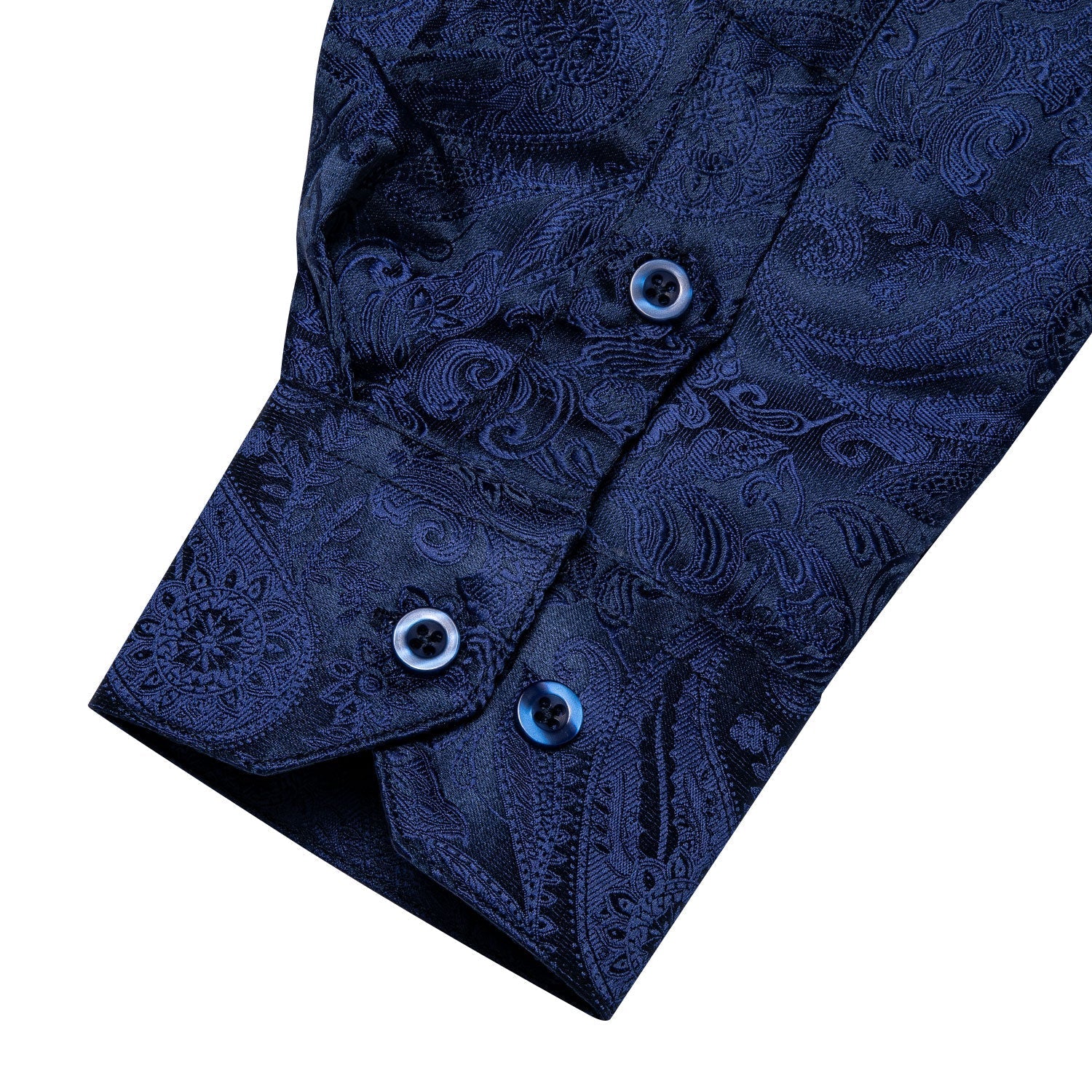 Navy Blue Paisley Dress Shirt - GentCrest - View 3