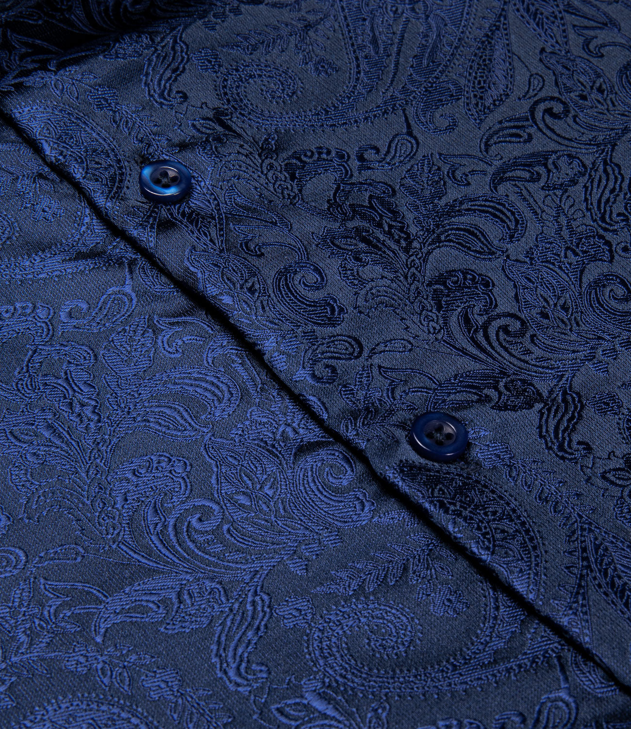 Navy Blue Paisley Dress Shirt - GentCrest - View 5