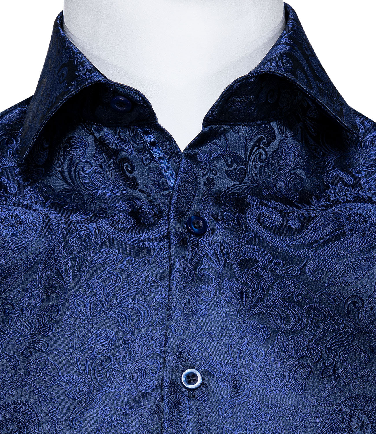 Navy Blue Paisley Dress Shirt - GentCrest - View 2