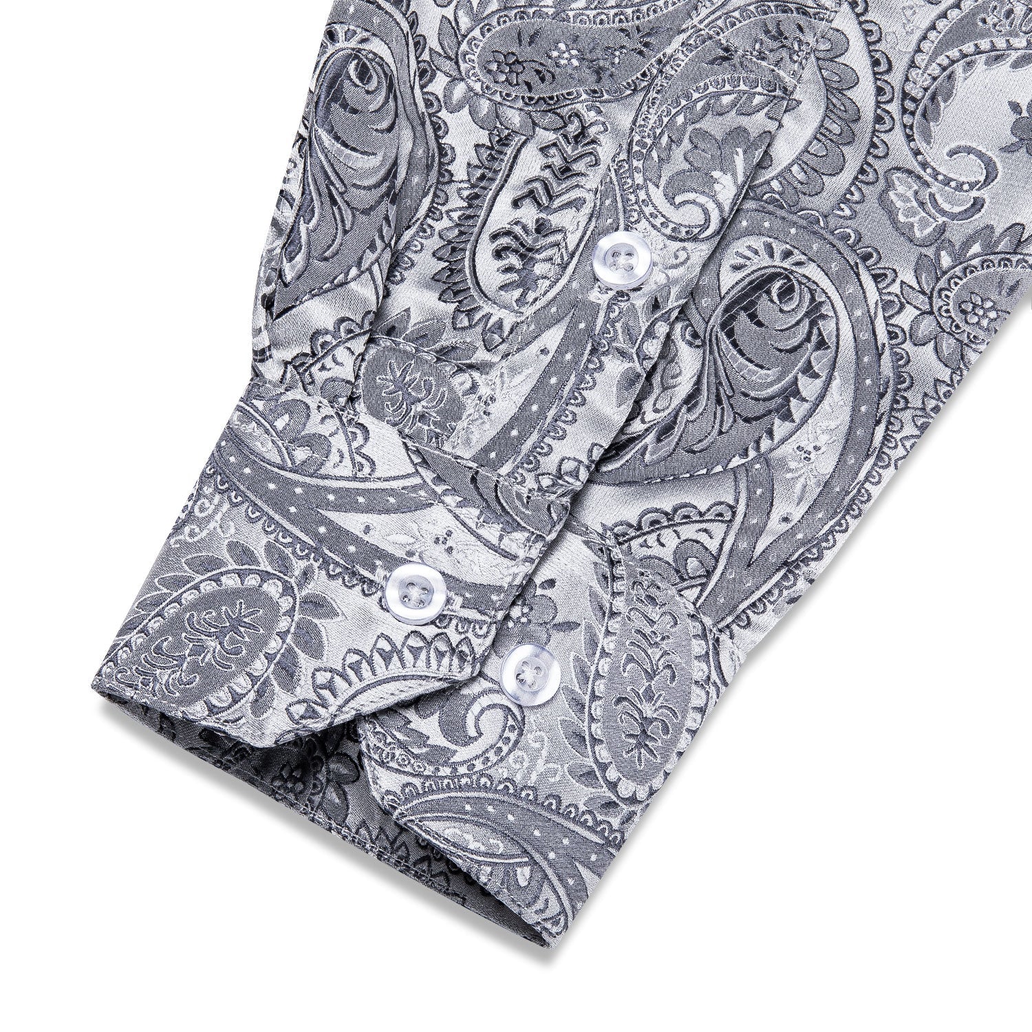 Silver Paisley Dress Shirt - GentCrest - View 3
