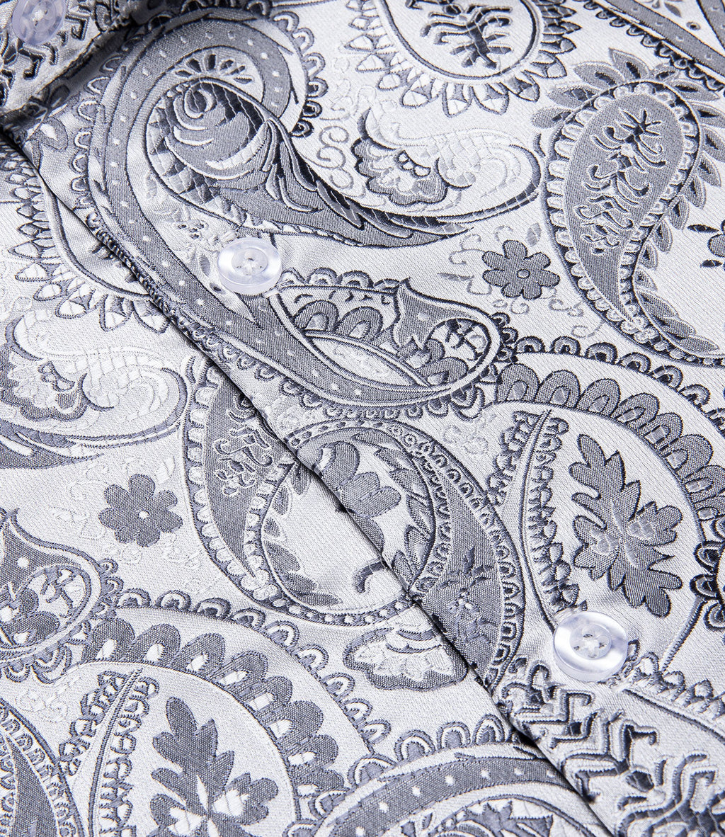 Silver Paisley Dress Shirt - GentCrest - View 4