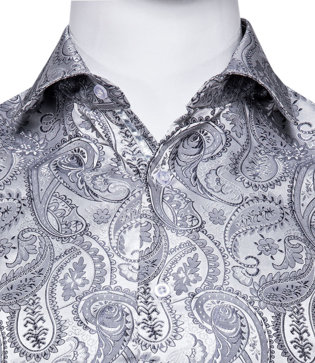 Silver Paisley Dress Shirt - GentCrest - View 2