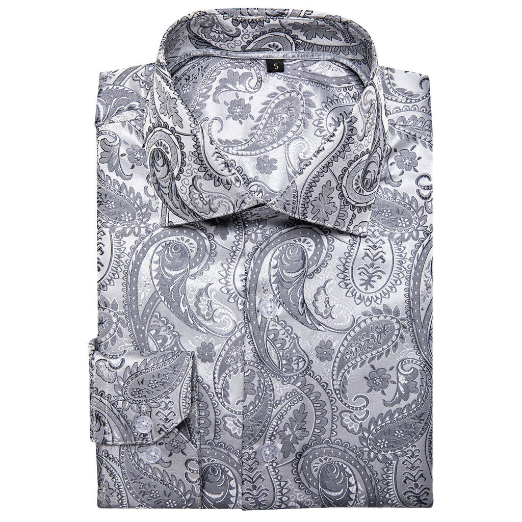 Silver Paisley Dress Shirt - GentCrest - View 8