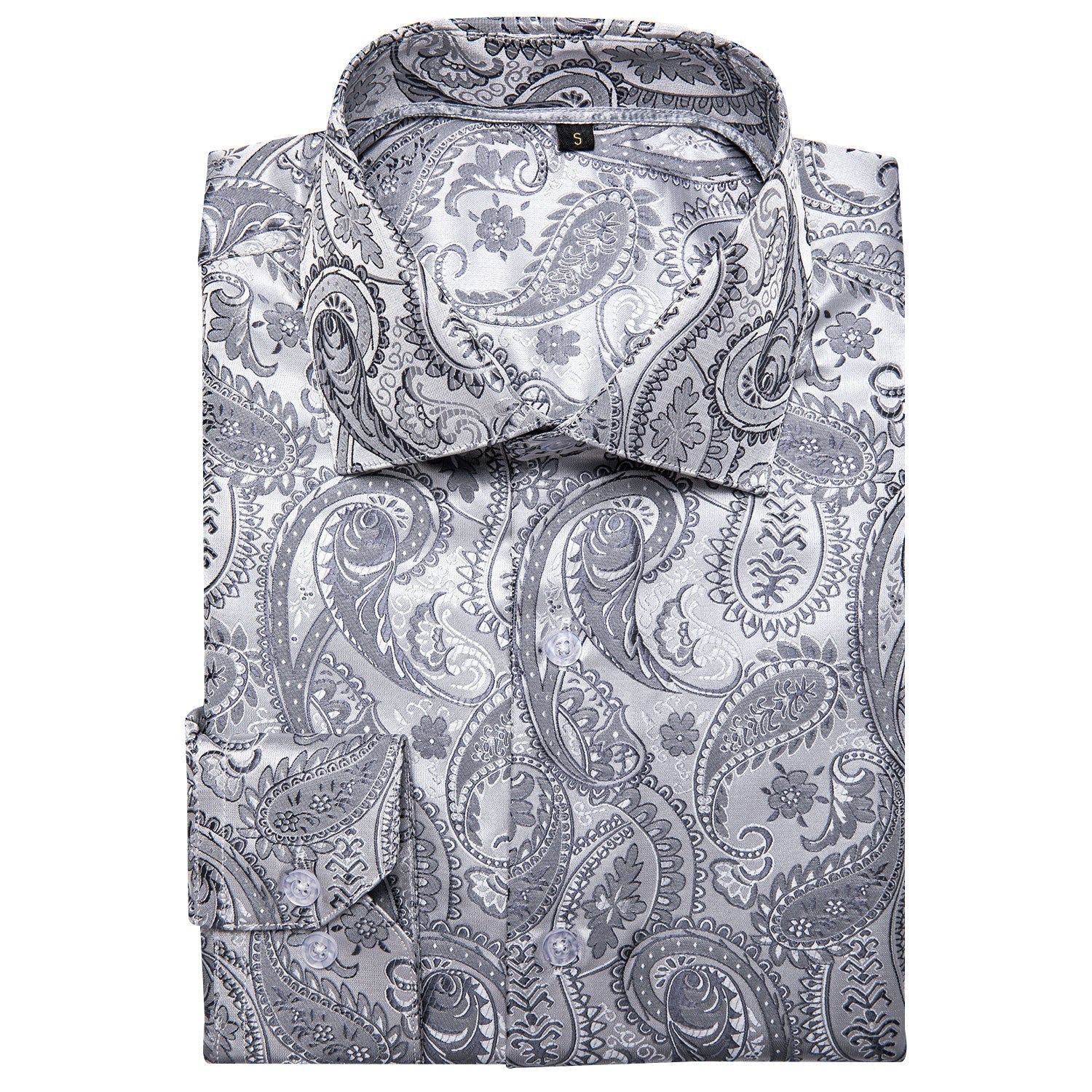 Silver Paisley Dress Shirt - GentCrest - View 8