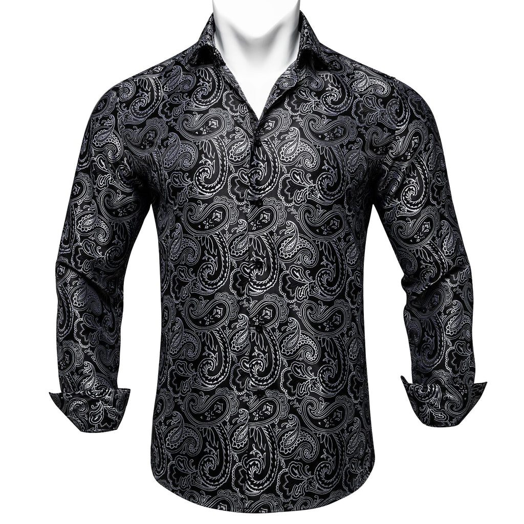 Black and Gray Paisley Dress Shirt - GentCrest