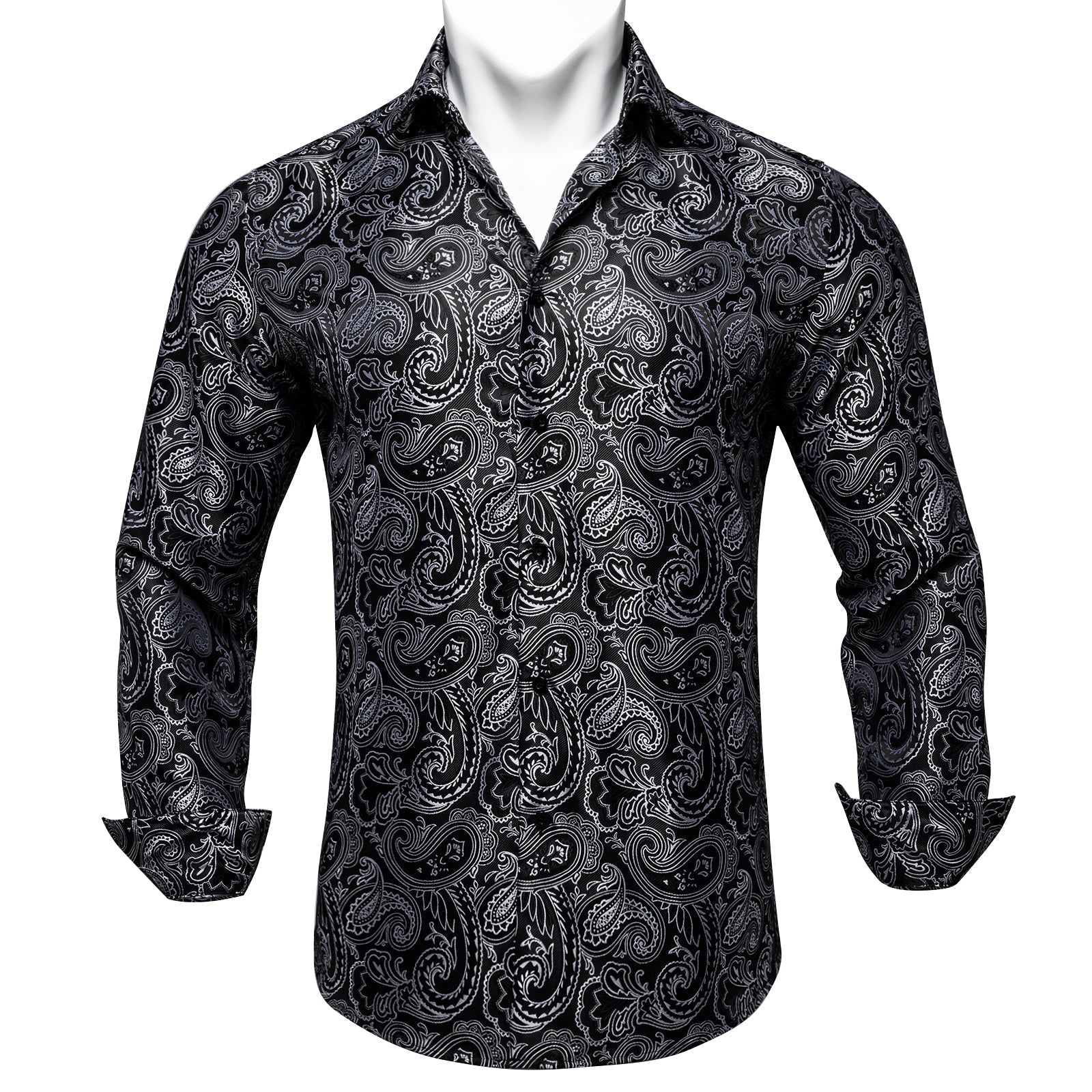 Black and Gray Paisley Dress Shirt - GentCrest