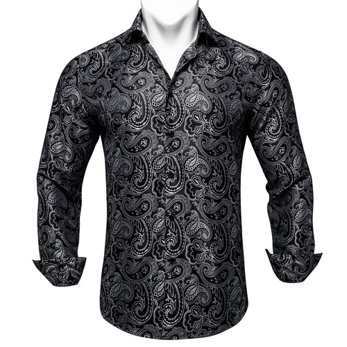 Black and Gray Paisley Dress Shirt - GentCrest