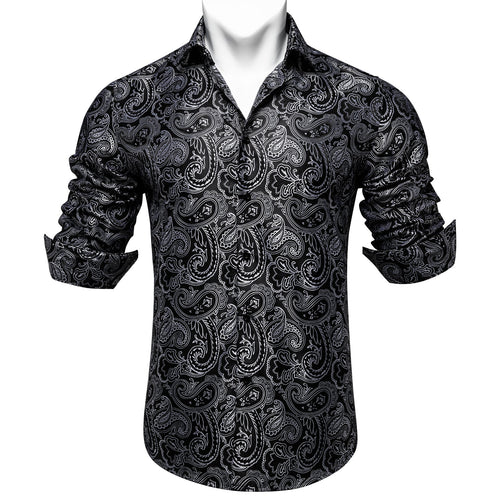 Black and Gray Paisley Dress Shirt - GentCrest - View 2