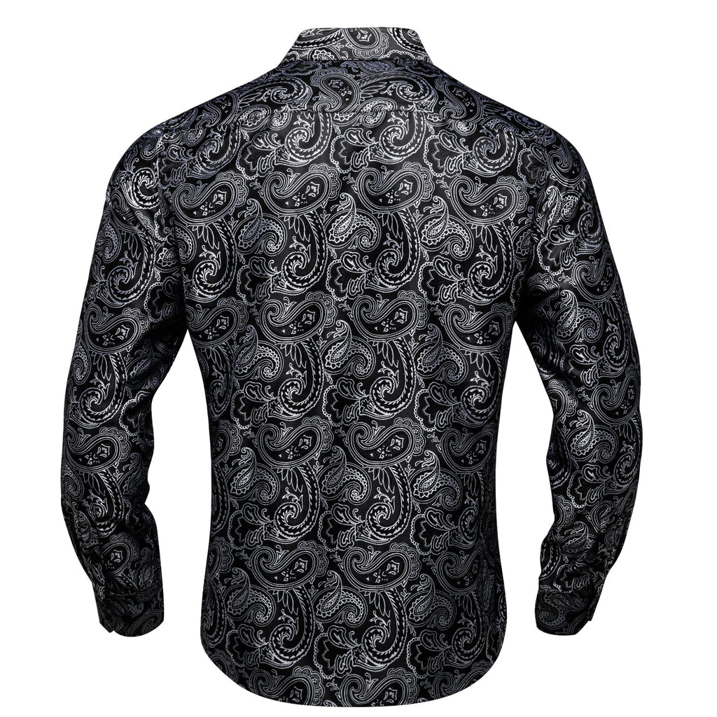 Black and Gray Paisley Dress Shirt - GentCrest - View 4