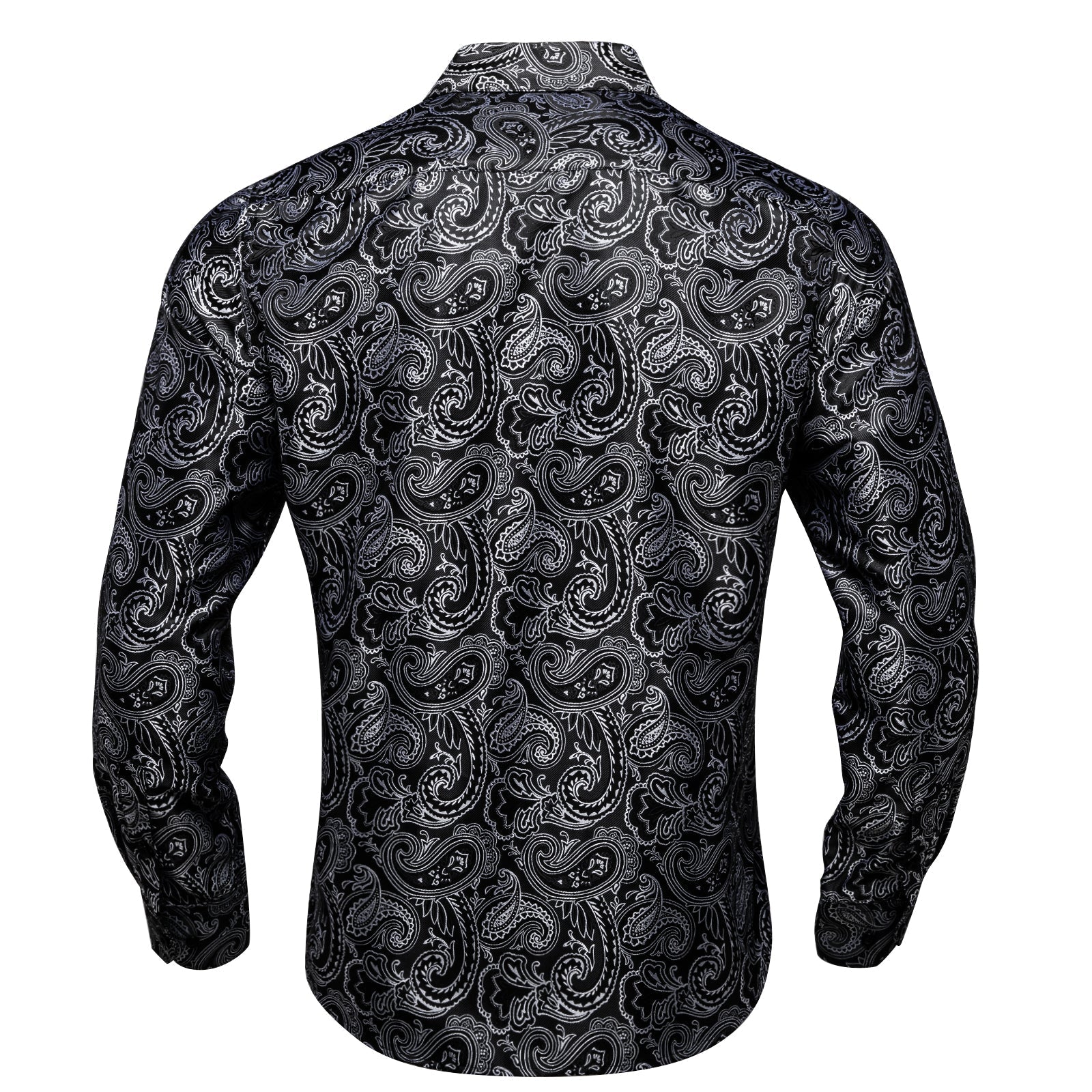 Black and Gray Paisley Dress Shirt - GentCrest - View 4