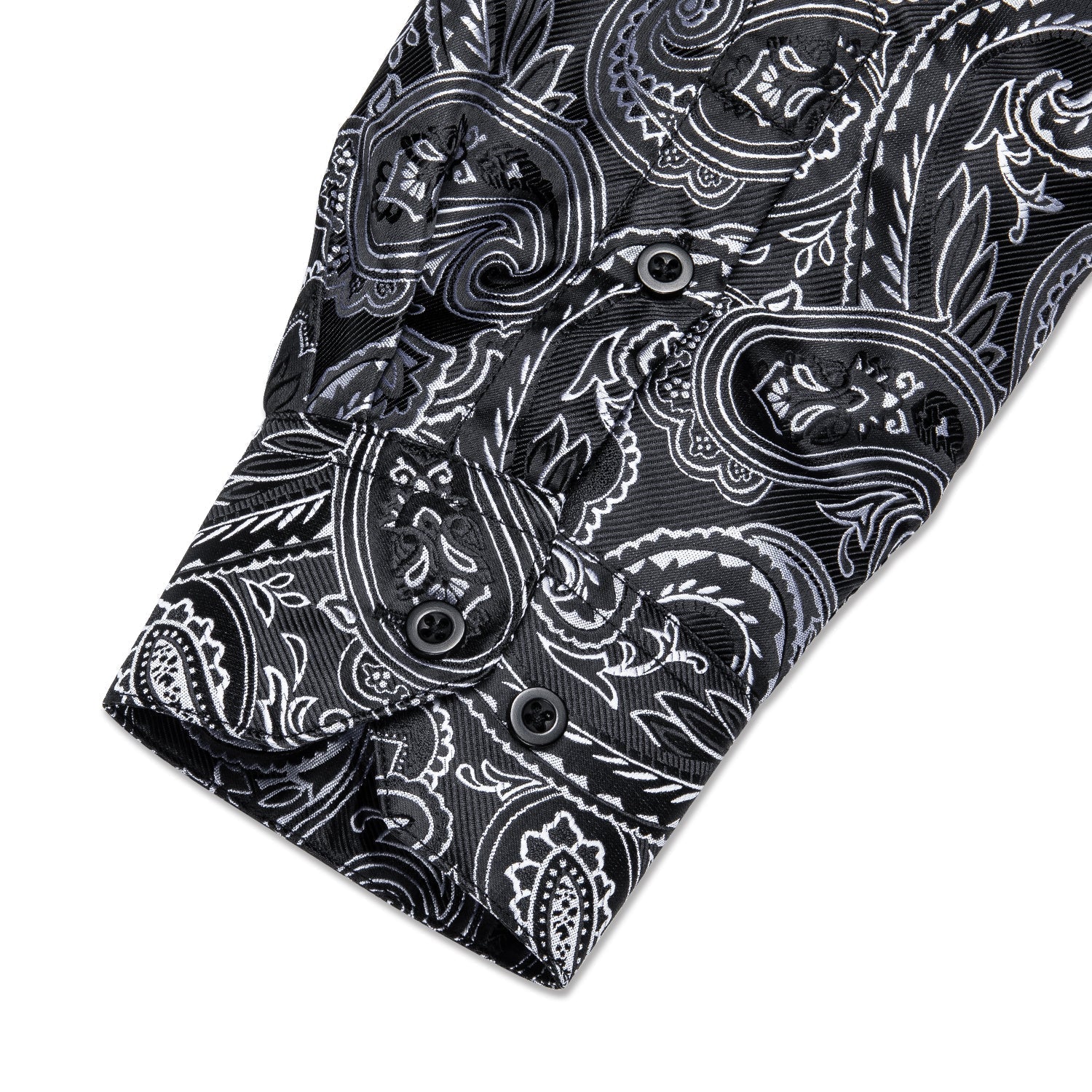 Black and Gray Paisley Dress Shirt - GentCrest - View 5