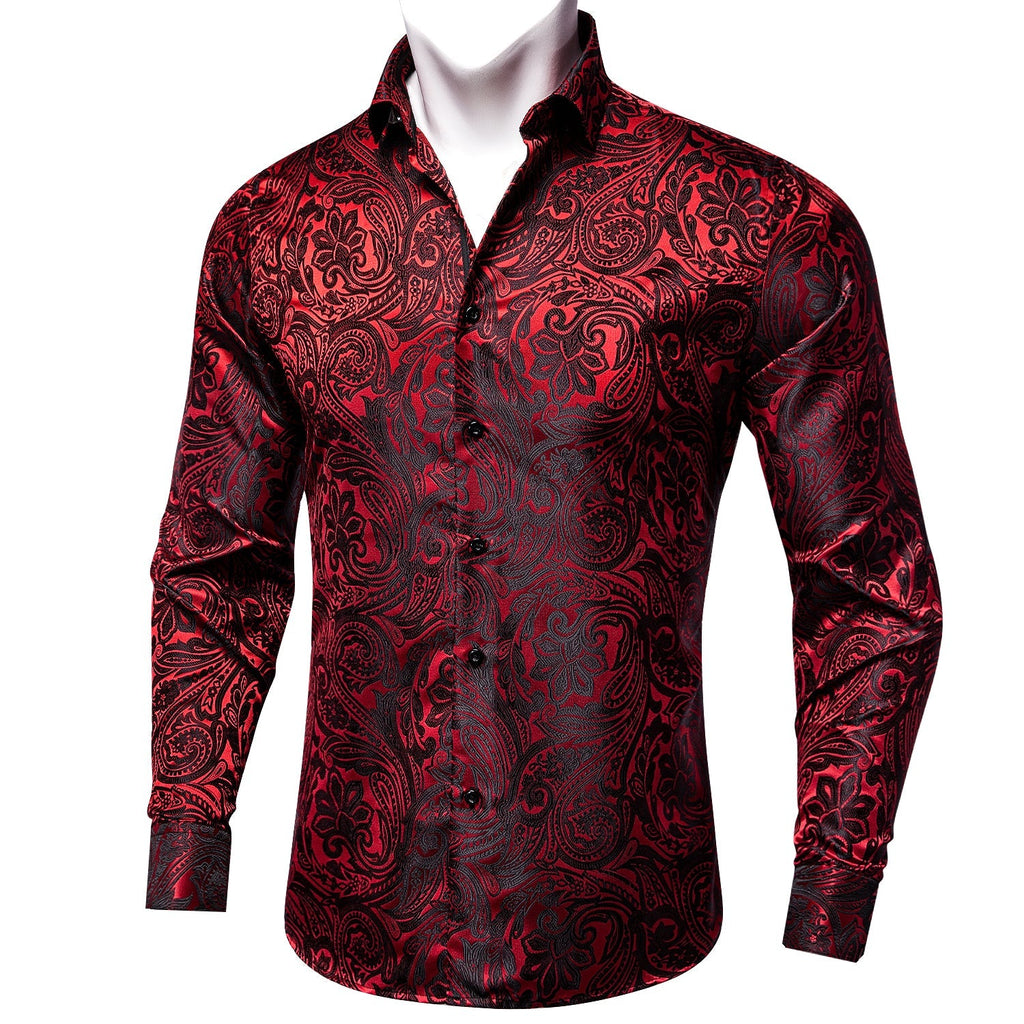Dark Red Paisley Dress Shirt - GentCrest