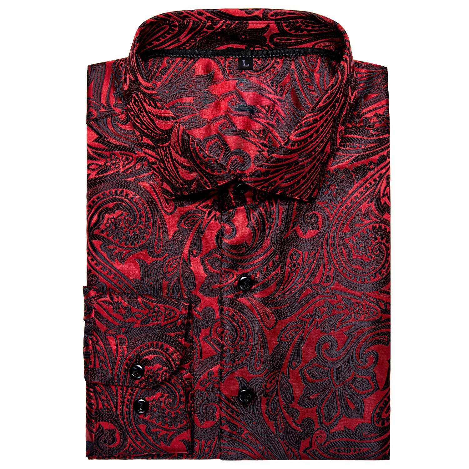 Dark Red Paisley Dress Shirt - GentCrest - View 3