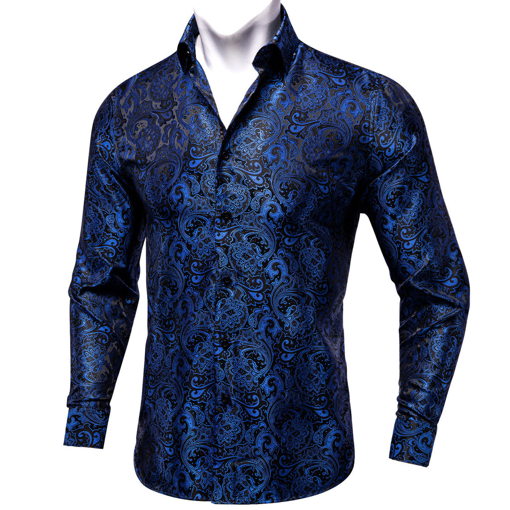 Black and Blue Floral Dress Shirt - GentCrest