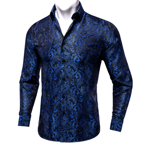 Black and Blue Floral Dress Shirt - GentCrest