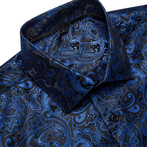 Black and Blue Floral Dress Shirt - GentCrest - View 2