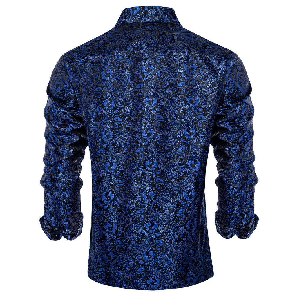 Black and Blue Floral Dress Shirt - GentCrest - View 5