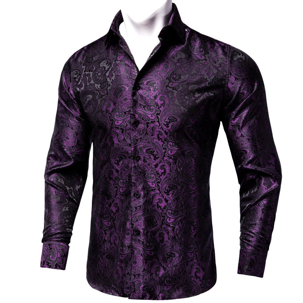 Dark Purple Floral Dress Shirt - GentCrest