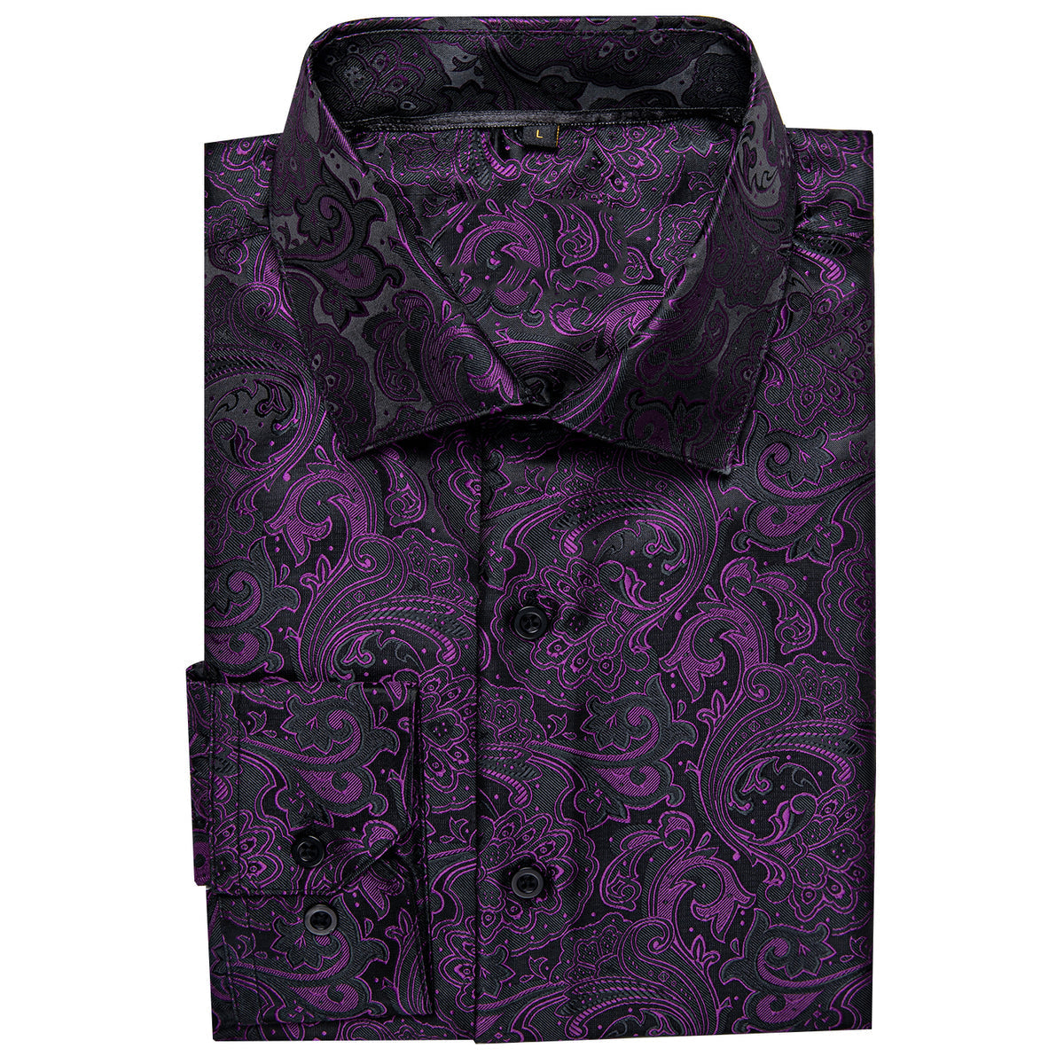 Dark Purple Floral Dress Shirt - GentCrest - View 4