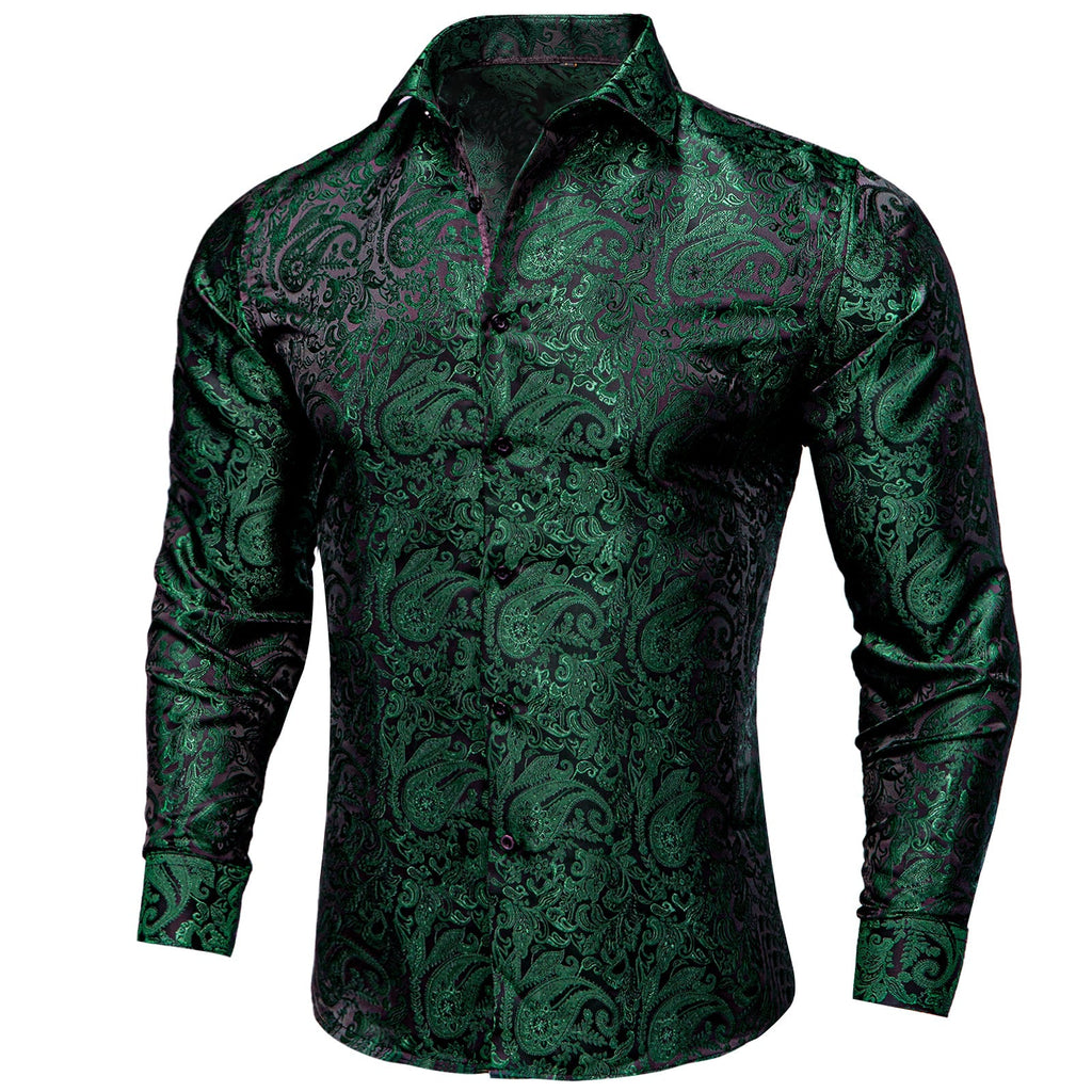 Dark Green Paisley Dress Shirt - GentCrest