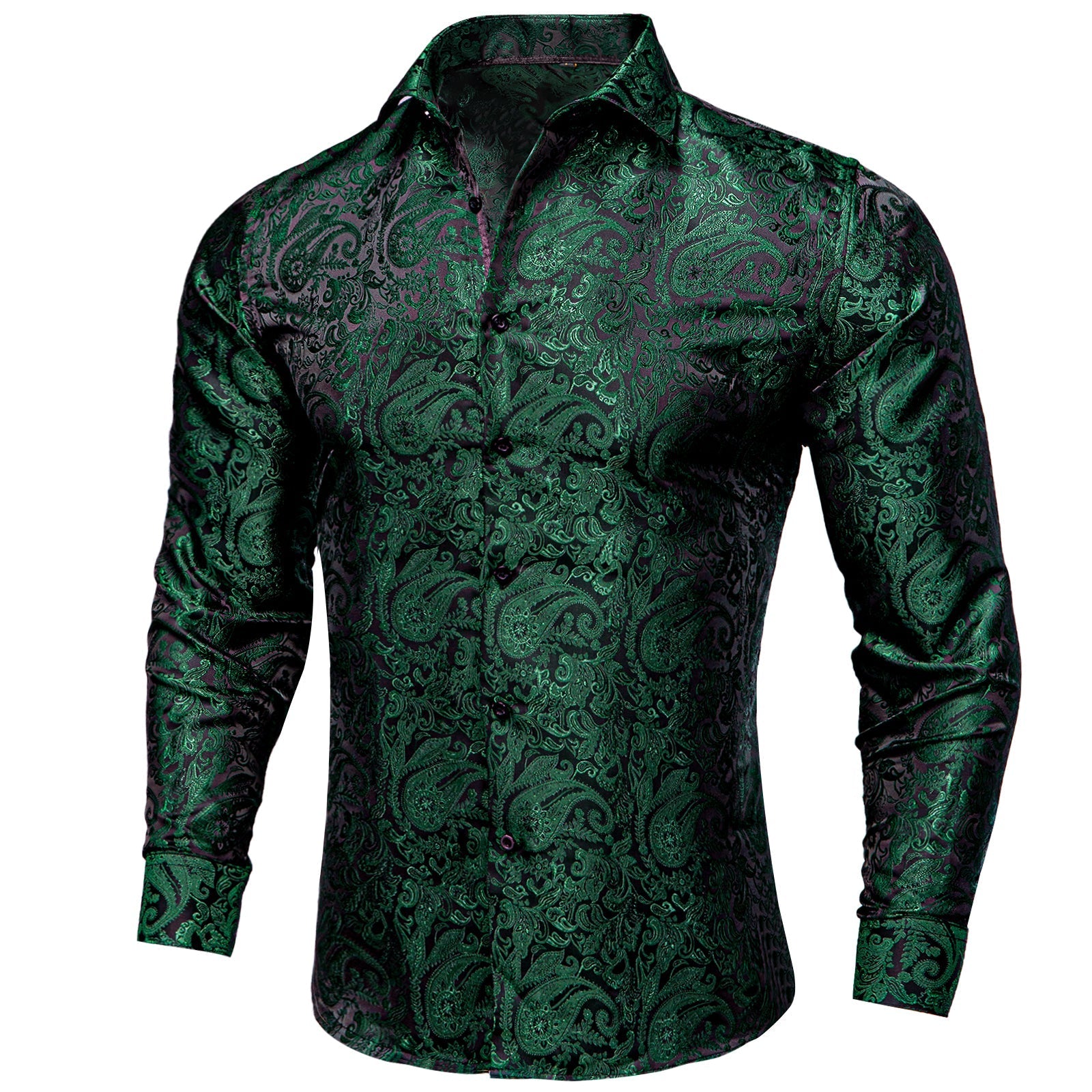 Dark Green Paisley Dress Shirt - GentCrest