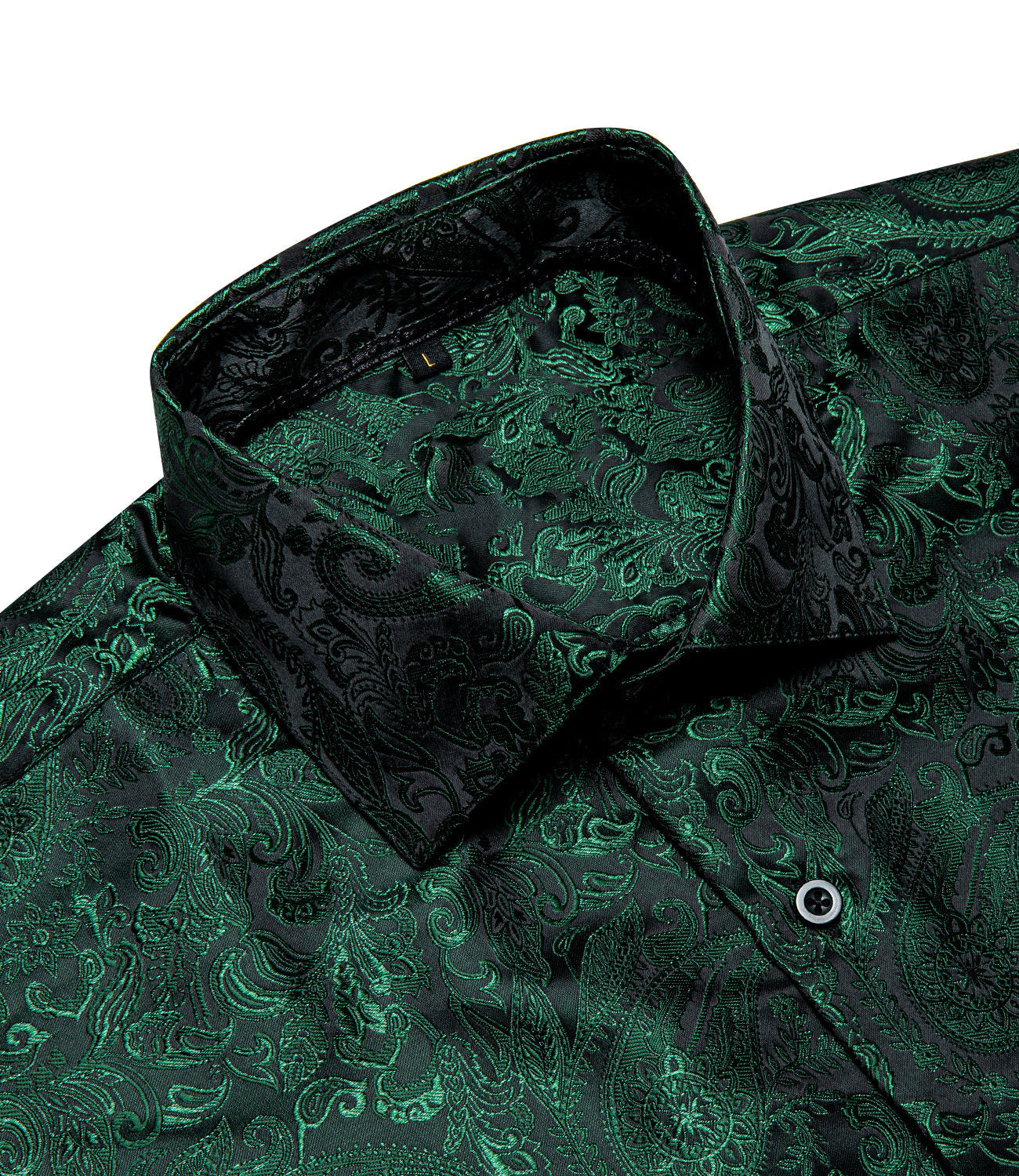 Dark Green Paisley Dress Shirt - GentCrest - View 2