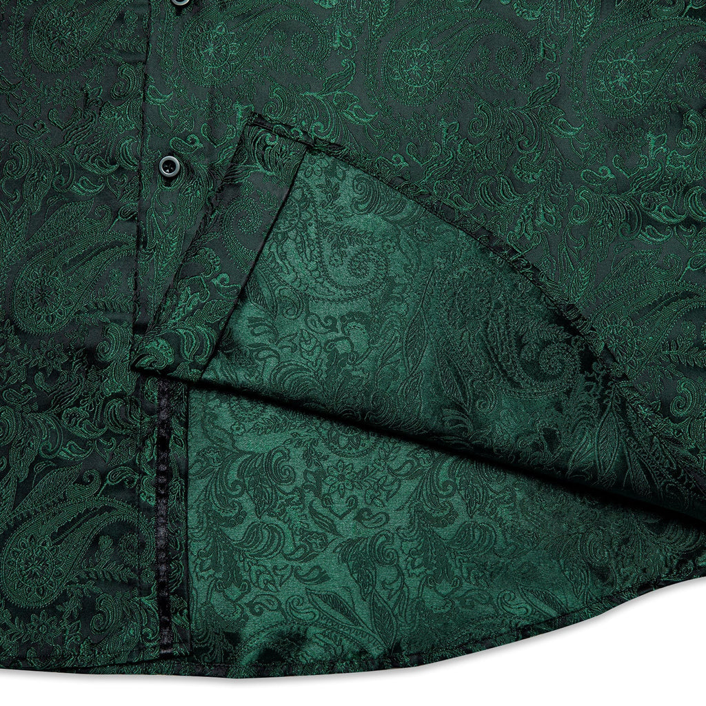 Dark Green Paisley Dress Shirt - GentCrest - View 8