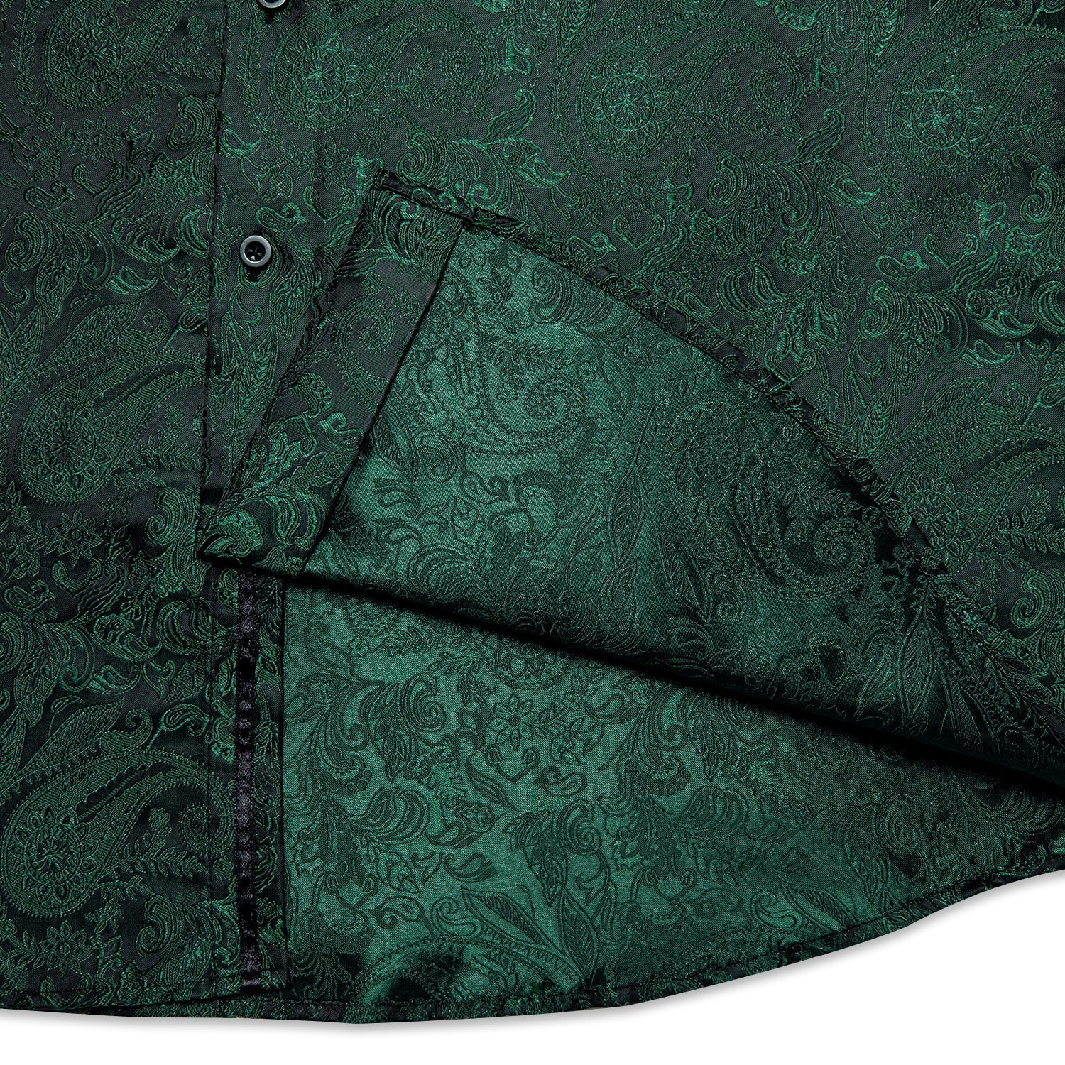 Dark Green Paisley Dress Shirt - GentCrest - View 8