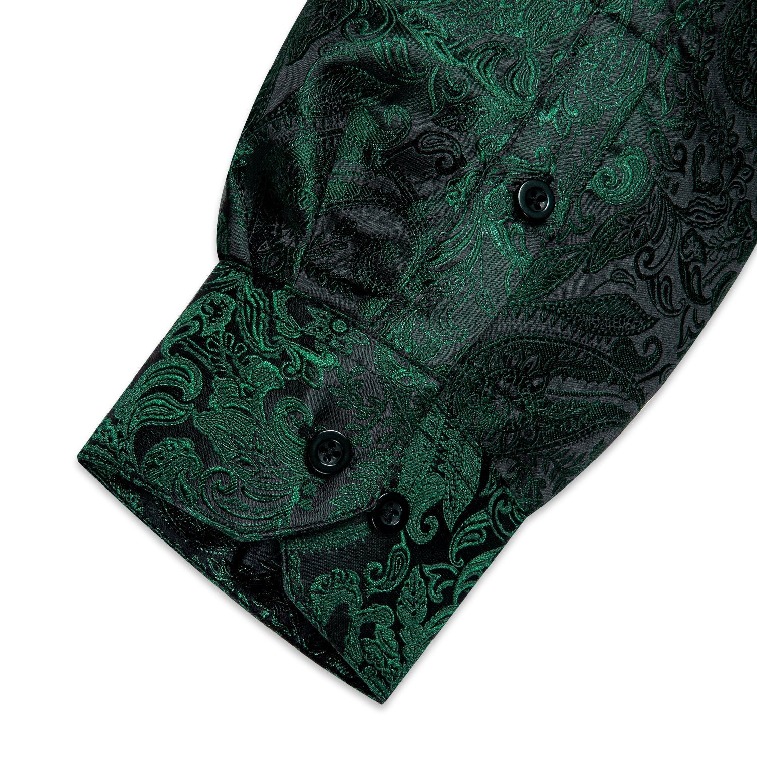 Dark Green Paisley Dress Shirt - GentCrest - View 6